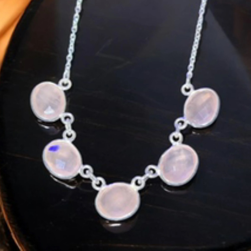 5 Stone Rose Quartz Necklace